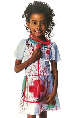 Fantasia Médica Zumbi Infantil com Estestoscópio Halloween - Tamanho G