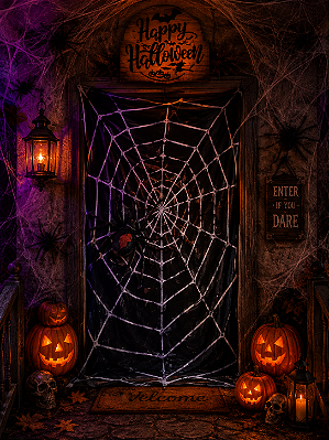 Teia de Aranha em Veludo Luxo – Sofisticação Sombria para sua Decoração! - 150cm
