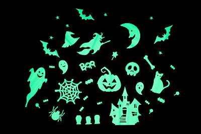 Apliques Plástivos Brilha no Escuro Halloween - 13 peças