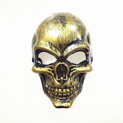 Máscara Caveira Metalizada Dourada Halloween