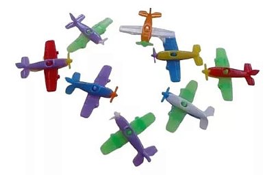 Mini Aviãozinho Plástico Colorido - Pacote com 20 Unidades