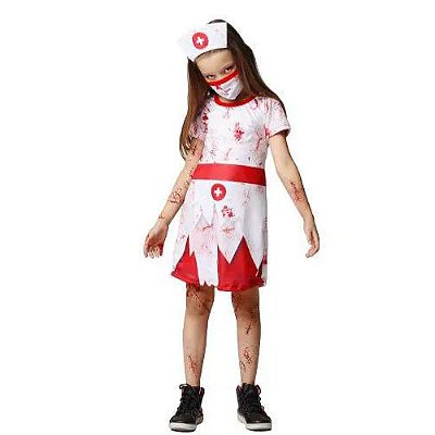 Fantasia Enfermeira Médica Zumbi Infantil Menina Halloween - Tamanho GG