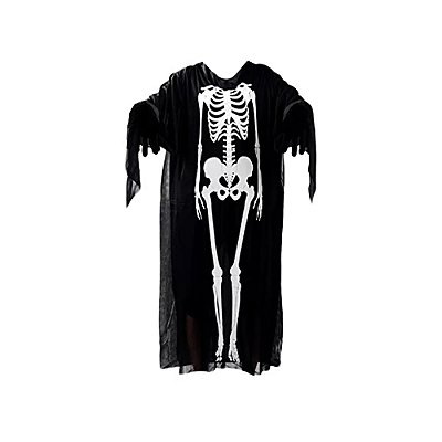 Capa Preta Fechada de Esqueleto Unissex Adulto Halloween - 120cm