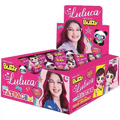 Chiclete Tutti Frutti Luluca Com Tatuagem Buzzy 400g - 100 Unidades