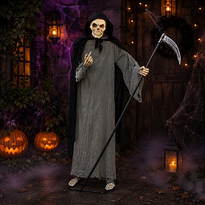 Morte com Foice Som Luz e Movimento Halloween - 185cm