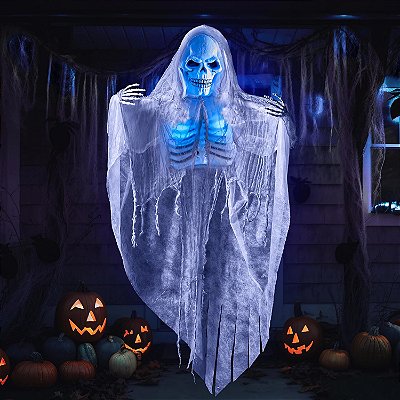 Decoração de Halloween Boneco Gigante Caveira Orion de 1,55m com Sons e Luzes