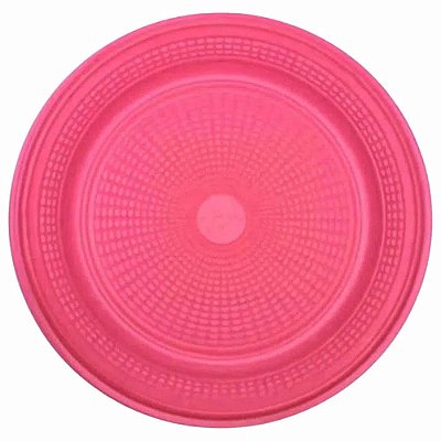 Prato Plástico Biodegradável 15cm Crystal Neon Rosa - 10 unidades