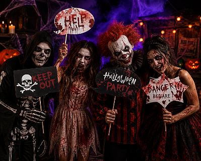 Plaquinhas Divertidas Help Halloween - 8 Unidades