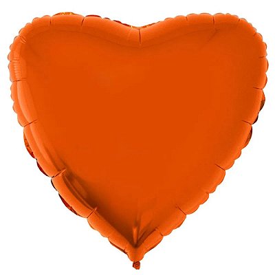 Balão Metalizado Coração Laranja - 20 Polegadas (50cm) - Flutua Gás Hélio