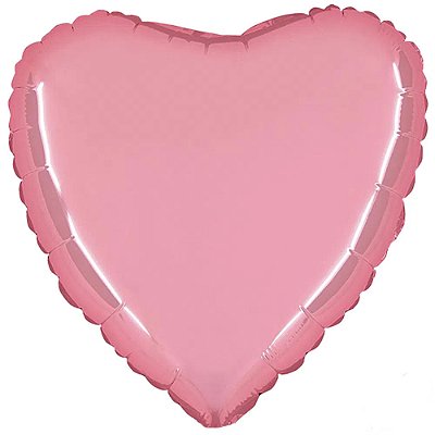 Balão Metalizado Coração Rosa Baby - 50 centímetros