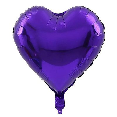 Balão Metalizado Coração Roxo - 50 centímetros