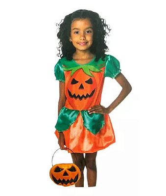 Fantasia Infantil Abobora Menina + abóbora / Halloween - Tamanho M