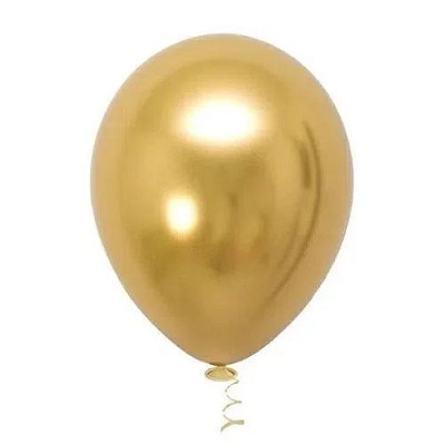 Balão Platinado Cromado Dourado 5 polegadas - 25 unidades