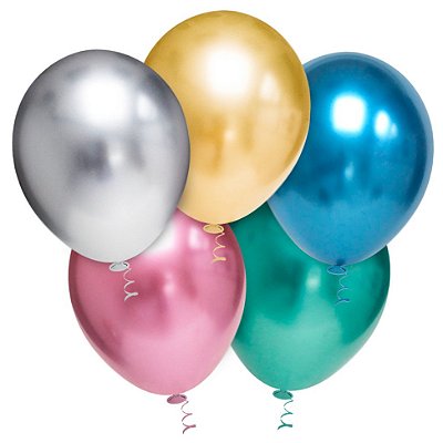 Balão Platinado Cromado Sortido 5 polegadas - 25 unidades
