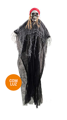 Pirata Fantasma Halloween com Led nos Olhos - 100cm