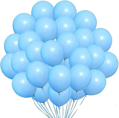 Balão Bexiga Azul Claro - Tamanho 12 Polegadas (30cm) - 25 Unidades