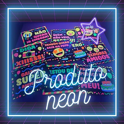 Plaquinhas Divertidas Neon Infantil 25x18cm - 10 Unidades