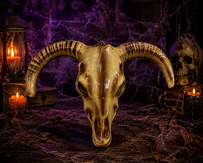 Placa Decorativa Carcaça Cabra Halloween - 59cm