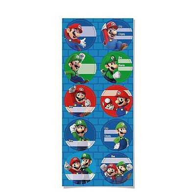 Adesivo Redondo Super Mario Colorido - 1 cartela