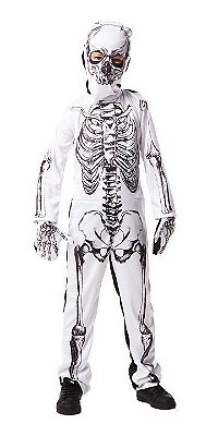 Fantasia Halloween Esqueleto Caveira Infantil Skull Grafite - Tamanho M