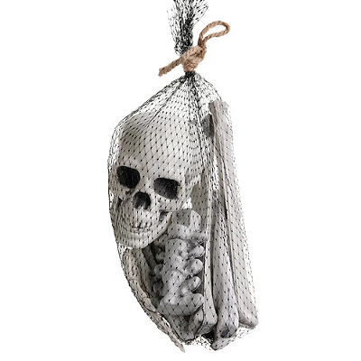 Kit Decoração Halloween Ossos de Esqueleto e Caveira - 12 Ossos