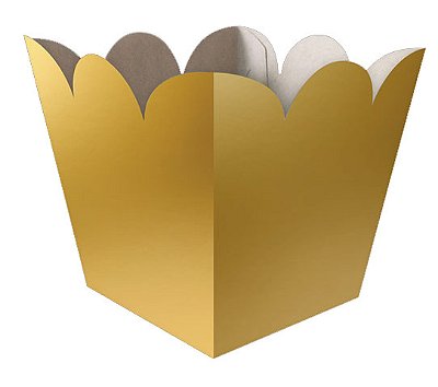 Cachepot de Papel Cartão Liso Dourado - Tamanho 10x9x9cm - 8 Unidades