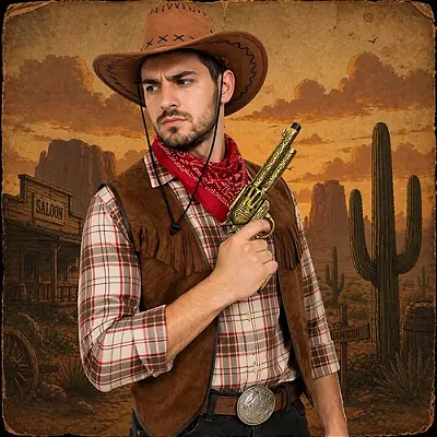 Pistola Garrucha de Brinquedo Dourada Cowboy com Som - 27cm