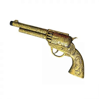 Pistola Garrucha de Brinquedo Dourada Cowboy com Som - 27cm