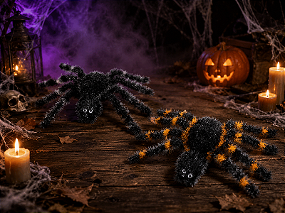 Aranha Metalóide Halloween 55cm – Cores Sortidas - 1 Unidade
