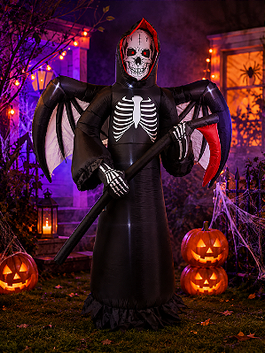 Inflável Caveira Da Morte Gigante Halloween - 2,7 Metros de Altura