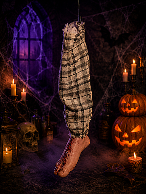Pé Pendurada Com Sangue para Decoração de Halloween - 57cm