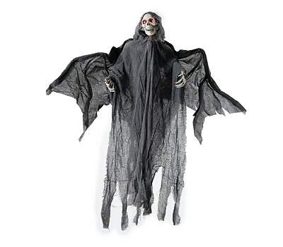 Caveira Assustadora Com Sensor Nosferatu Halloween com Som Luz e Movimento 92cm