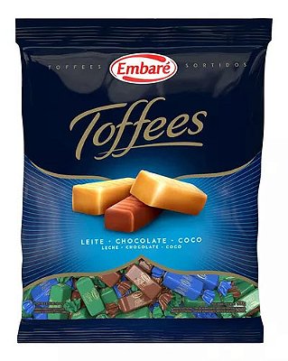 Bala De Caramelo Toffees Leite, Chocolate E Coco Embaré C/100un - 600g