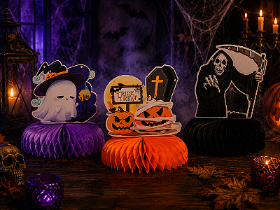Enfeites para Decoração de Mesa Halloween Dia das Bruxas - 3 Unidades