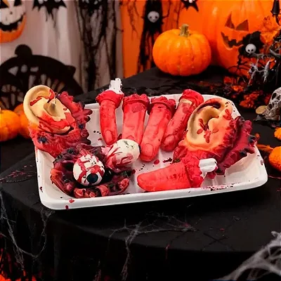 Enfeite Partes do Corpo na Bandeja Halloween – 9 Peças