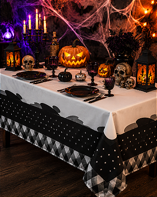 Toalha Plástica De Mesa Principal Halloween Skull Party (Festa da Caveira) - 118x180cm