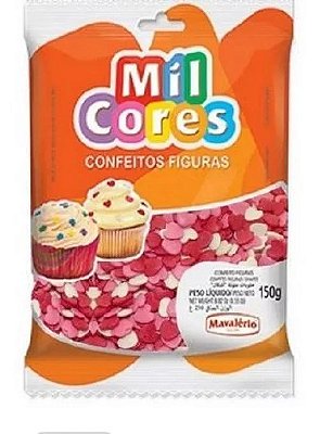 Confeitos Figuras Coração Mil Cores 50g - Mavalério