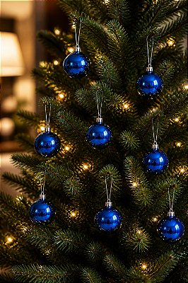 Bolas De Natal Lisa Azul 4cm - 9 Unidades
