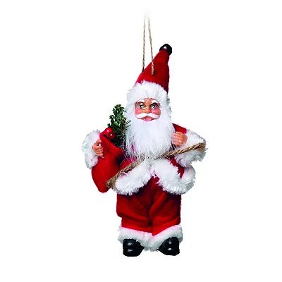 Enfeite Papai Noel Decoração Natal para Pendurar 19cm Vermelho