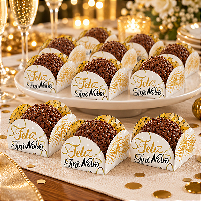 Porta Forminha para Doces Feliz Ano Novo - 40 Unidades