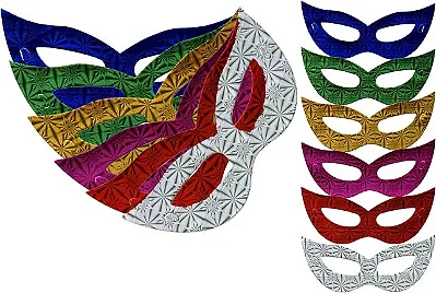 Máscara Holográfica Carnaval Gatinha - Cores Sortidas - 10 Unidades