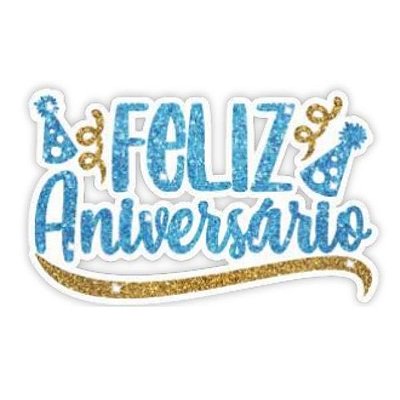 Faixa EVA Glitter Feliz Aniversário Azul - 50x30cm - Piffer