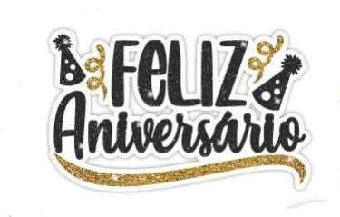 Faixa EVA Glitter Feliz Aniversário Preto com Branco - 50x30cm - Piffer