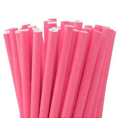 Canudo de Papel Liso Rosa - 25 unidades