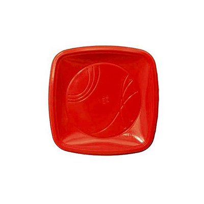 Prato Quadrado 15 cm - Vermelho - 10 Unidades