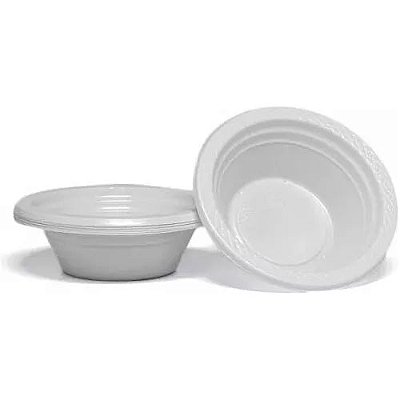 Prato Fundo Plástico Biodegradável Cumbuca Branco 15cm - 10 unidades