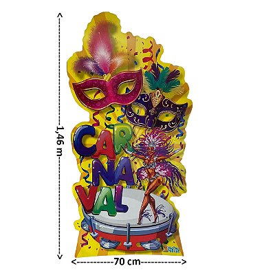 Totem Carnaval Máscara Papel Microondulado - 146x70 cm