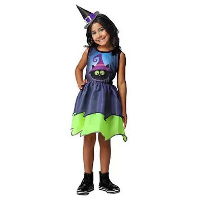 Fantasia Halloween Infantil Noviça do Mal Vestido com Véu em