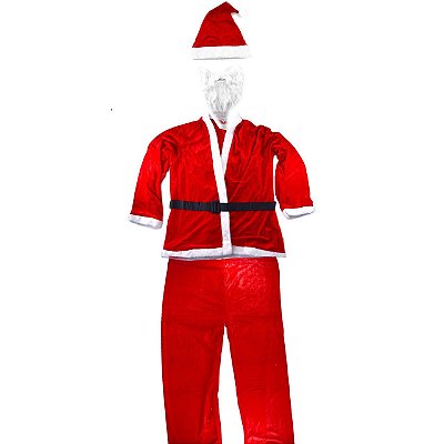 KIT Fantasia Papai Noel Adulto 5 Peças - Tamanho Único e Ajustável