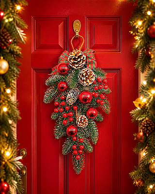 Guirlanda Decorada Pinha e Bola Nevada - 50cm